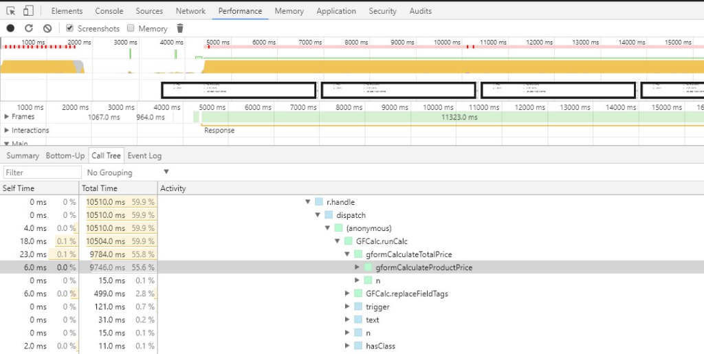 Gravity Forms JavaScript Profiling