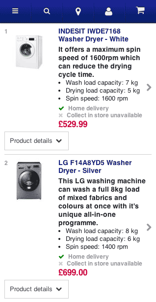 4-visitor-interest-opt Currys’ main menu on responsive website