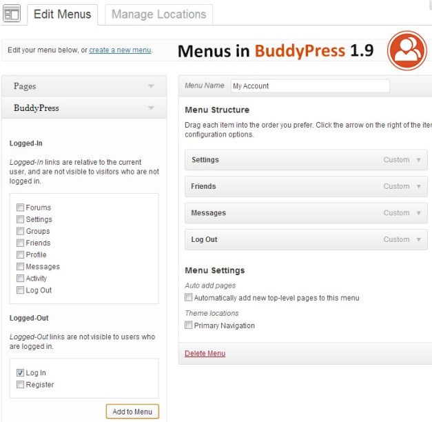 bp-menus Dynamic BuddyPress Menus
