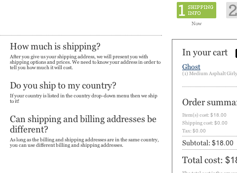 Threadless shipping options Threadless website checkout process