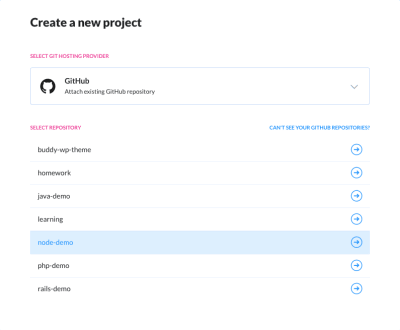 1-automating-website-deployments-through-buddy Tutorial step 1: Selecting the hosting provider