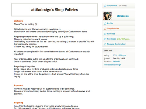 attiladesignpolicies ecommerce screenshot