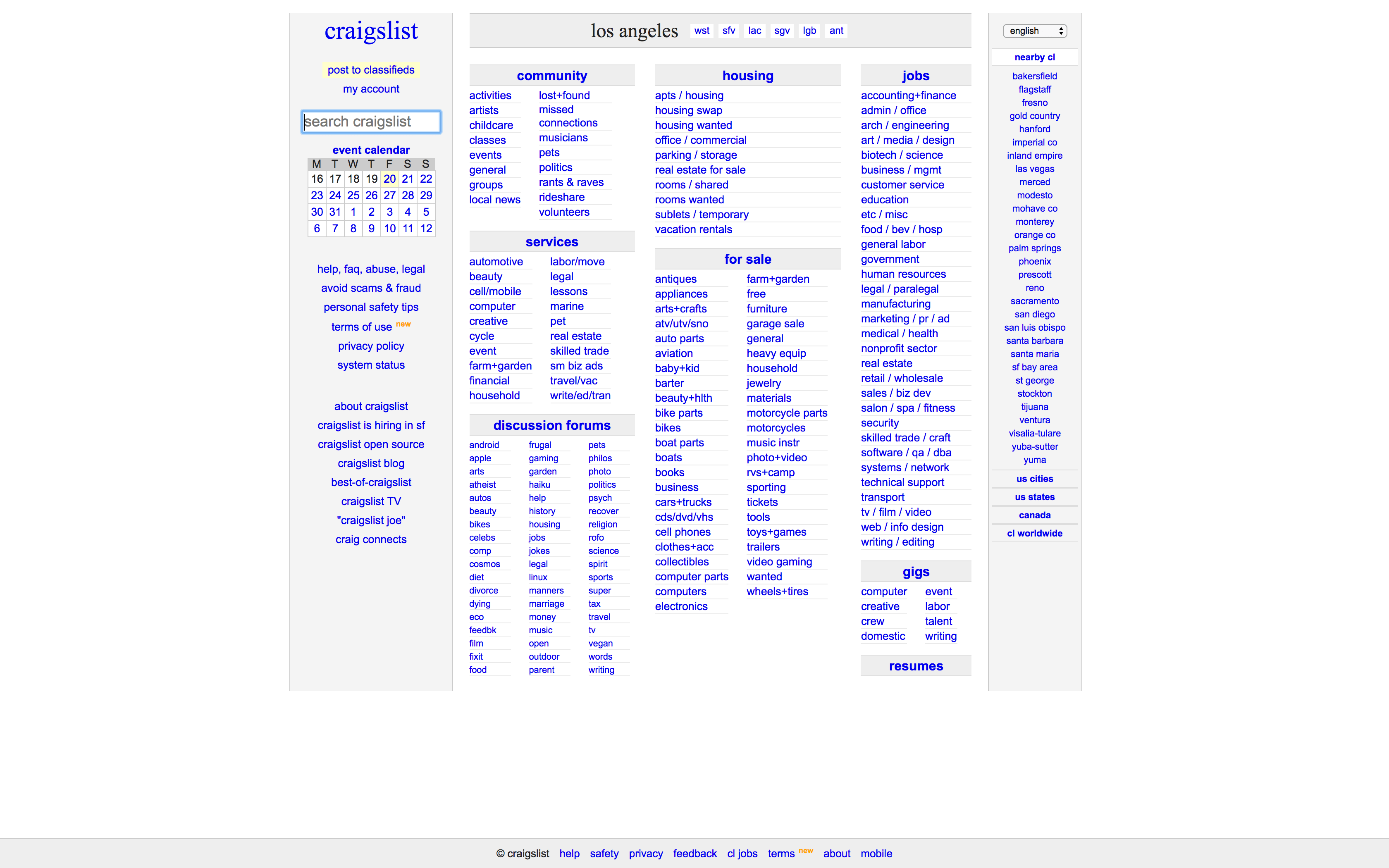 craigslist The Craigslist website.