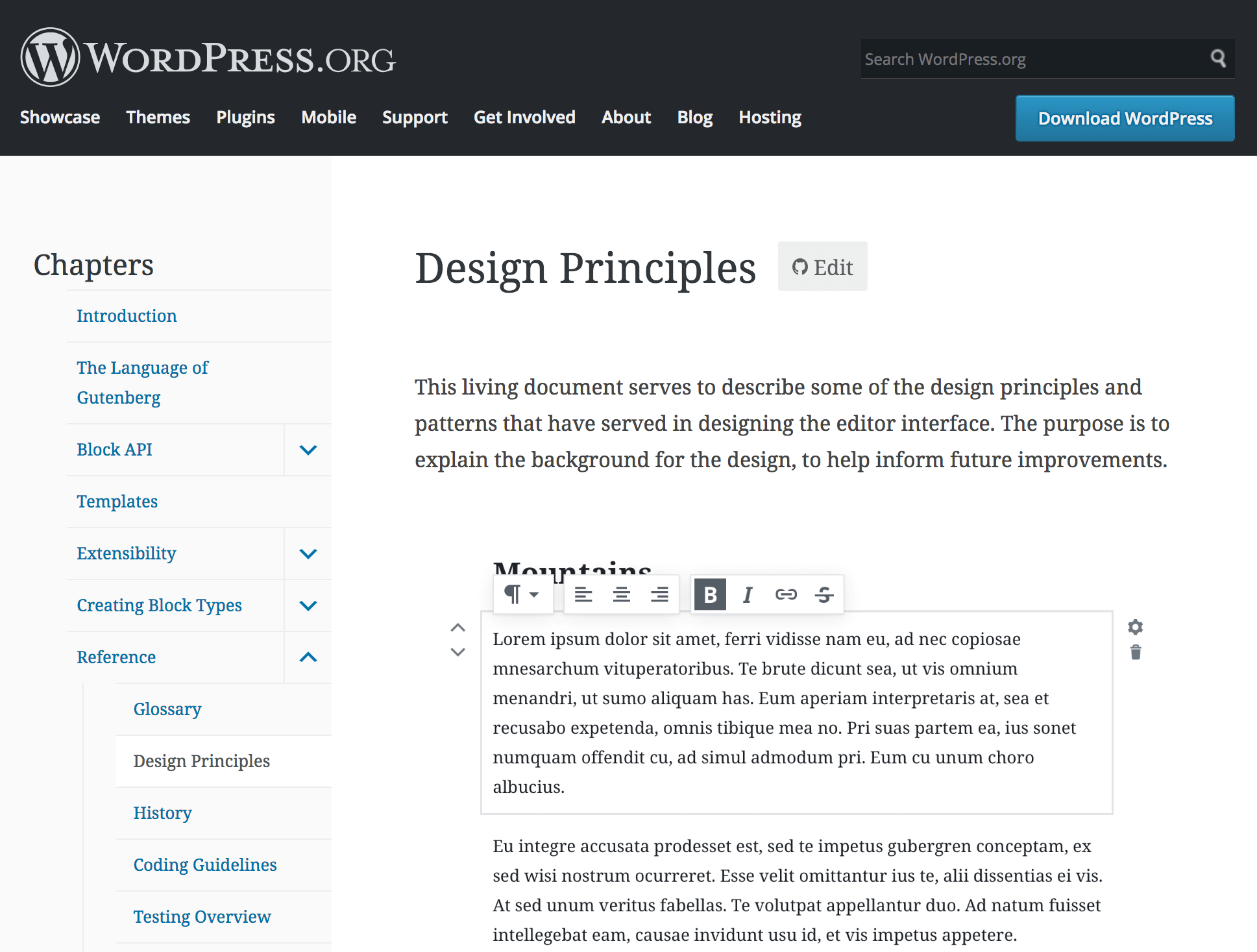 design-principles WordPress' Design Principles page.