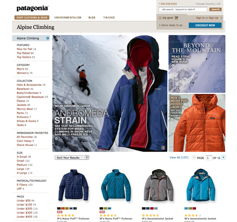 patagoniacategory ecommerce screenshot