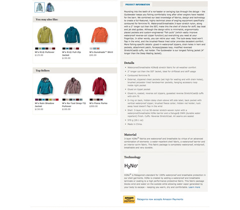 patagoniafishingjacket ecommerce screenshot