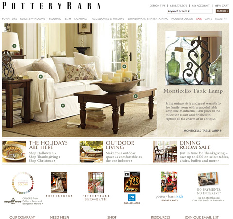 potterybarn ecommerce screenshot