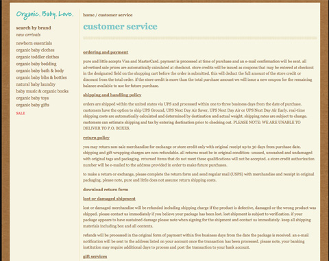 pureandlittlepolicies ecommerce screenshot