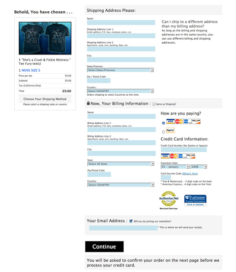 teefurycart ecommerce screenshot