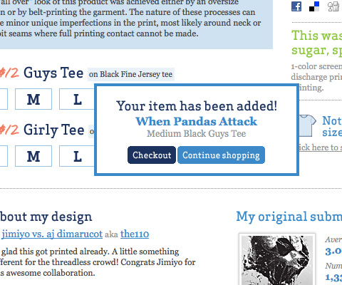 threadlesscart ecommerce screenshot