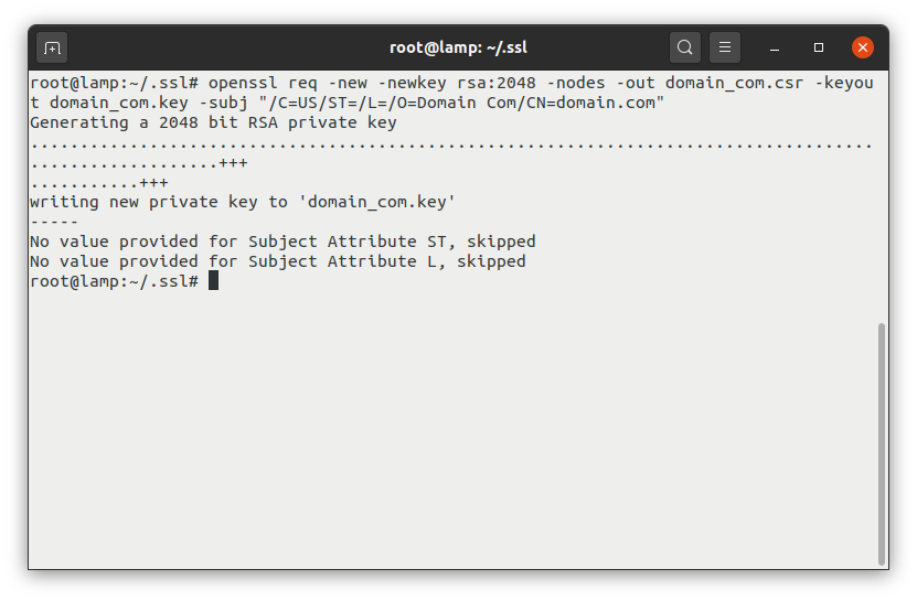 pressjitsu-ssl-generate-csr-console Generating the CSR.