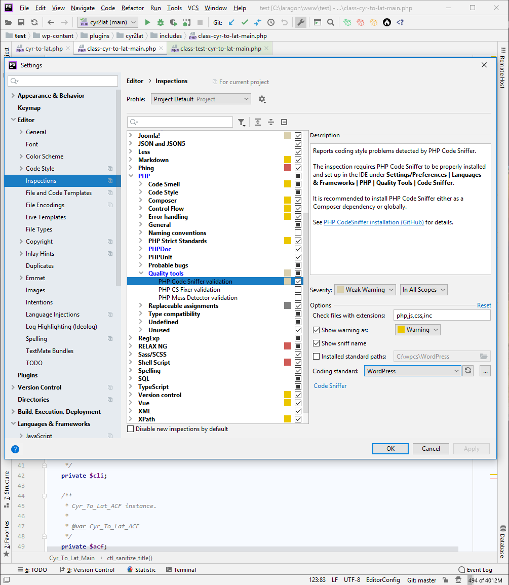 code-sniffer-settings